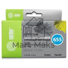 Картридж струйный Cactus CS-CZ112AE №655 желтый (14,6 мл) для HP DJ IA 3525/5525/4515/4525
