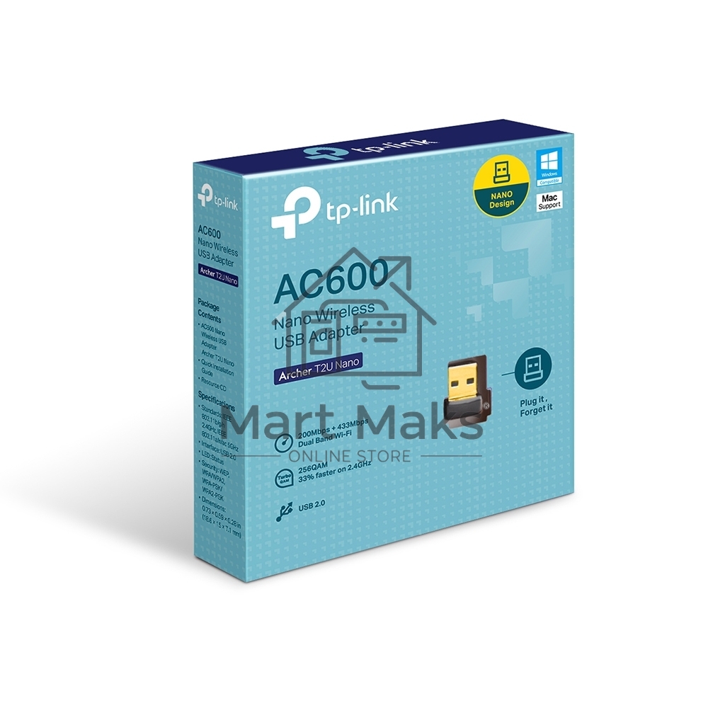 Адаптер TP-LINK Archer T2U NANO AC600 Nano Wi-Fi USB-адаптер