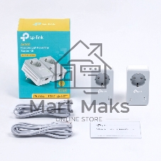 Сетевой адаптер TP-Link TL-PA4010PKIT AV600 Powerline Adapter with AC Pass Through Starter Kit, Ultra Compact Size, 500Mbps Powerline Datarate, 10/100Mbps Fast Ethernet, HomePlug AV, Green Powerline, Plug and Play