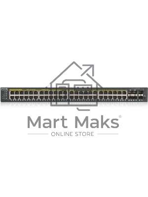 Коммутатор ZYXEL GS1920-48HPv2 Hybrid Smart switch PoE+ Zyxel Nebula Flex, 44xGE PoE+, 4xCombo (SFP/RJ-45 PoE+), 2xSFP, budget PoE 375W, Standalone / cloud management