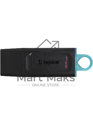 Флешка USB Kingston DataTraveler Exodia (DTX/64GB), 64Gb, USB 3.2 Gen 1, R/W 200/60, черный/бирюзовый