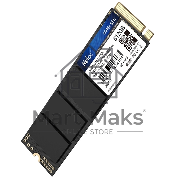 Накопитель SSD Netac NV2000, 512GB, PCIe 3.0 x4, M.2 2280, NVMe, R/W 2500/1950