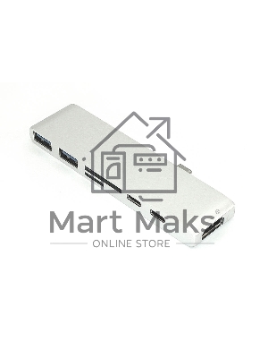 Адаптер Type C на HDMI, USB 3.0*2 + Type C* 2 + SD/TF для MacBook, серебро