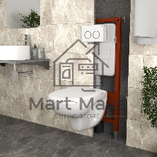 Комплект BAU 6 в 1: инсталляция BAU PRO для подвесного унитаза, унитаз подвесной безободковый Bau Novo, быстросъемное сиденье микролифт, клавиша BAU Round, белый/хром