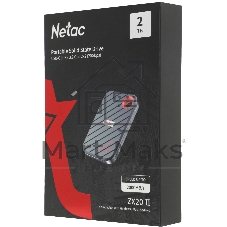 Внешний SSD Netac ZX20 II, 2TB, USB 3.2 Gen 2 Type-C, R/W 2000/1800, черный