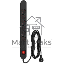 Сетевой фильтр Ippon NF-EU-3-10 3 м, 6 розеток, черный, коробка