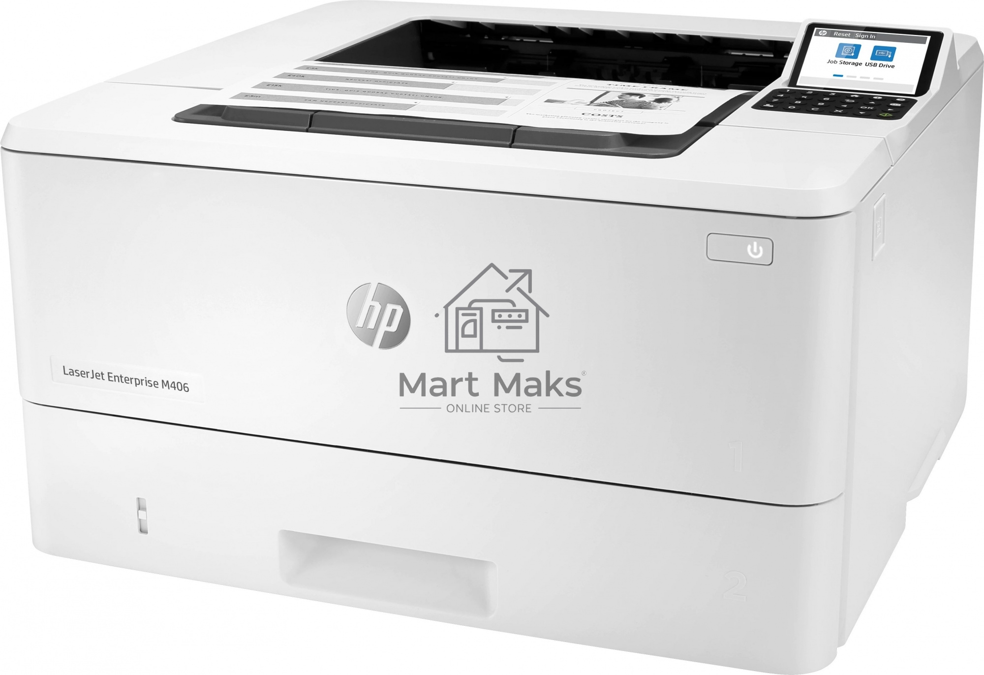 Принтер лазерный HP LaserJet Enterprise M406dn (3PZ15A), A4, ч/б, печ. до 40 стр/мин., 1200 x 1200 dpi, USB, RJ-45, Air Print, Mopria