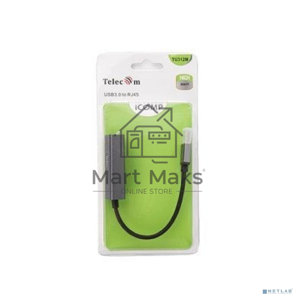 Кабель-переходник USB 3.0 (Am) --> LAN RJ-45 Ethernet 1000 Mbps, Aluminum Shell,Telecom <TU312M>