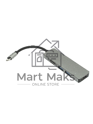 Адаптер Type C на HDMI, USB 3.0*2 + SD/TF для MacBook, серебро