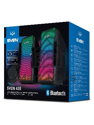 Акустическая система 2.0 черные (USB,  2x5 Вт(RMS), RGB подсветка) SVEN 435