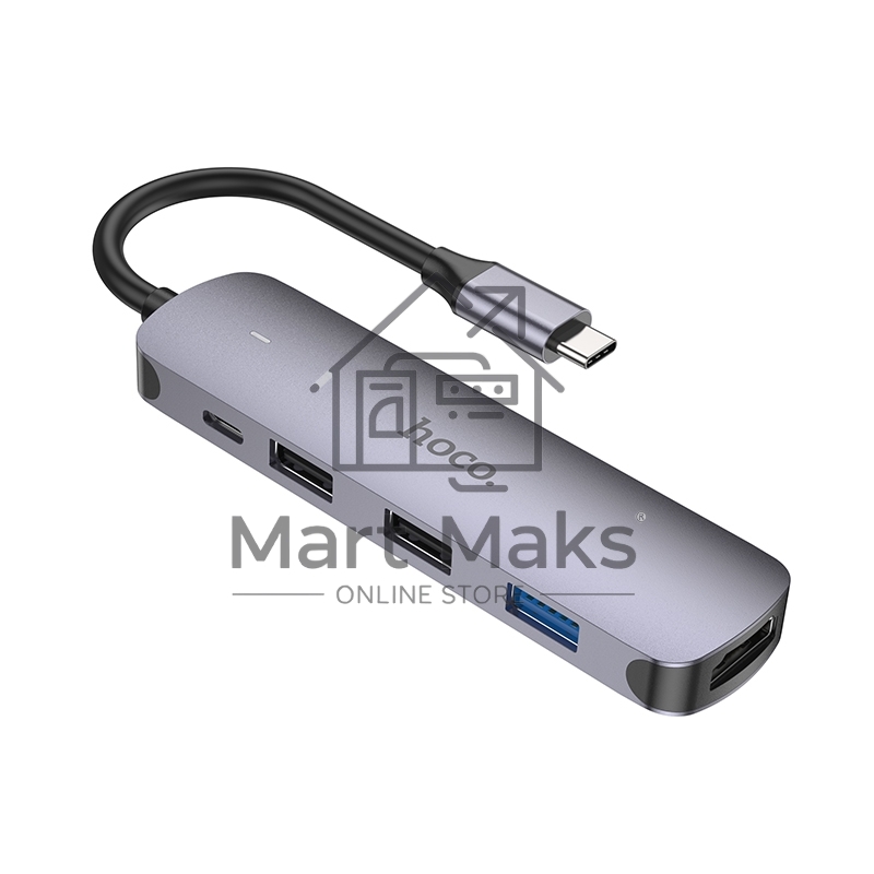 Разветвитель USB-C Hoco HB27 4порт. серый
