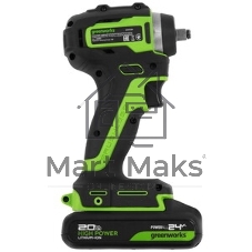 Гайковерт ударный аккумуляторный GreenWorks GD24IW200, 24v, 200 Нм, без АКБ и ЗУ (3803607)