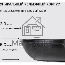 Сковорода Rondell Escurion RDA-894, 26 см, съемная ручка, без крышки, черный