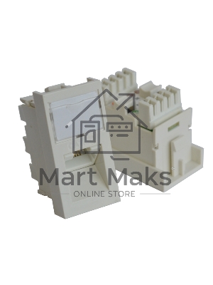 Вставка RJ-45 UTP Cat.5E, 22.5x45 мм угловая, с маркировкой, белая