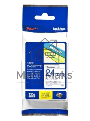 Картридж Brother TZ-E253 24 мм, 8 м, синий шрифт, белый фон, для BROTHER P-Touch