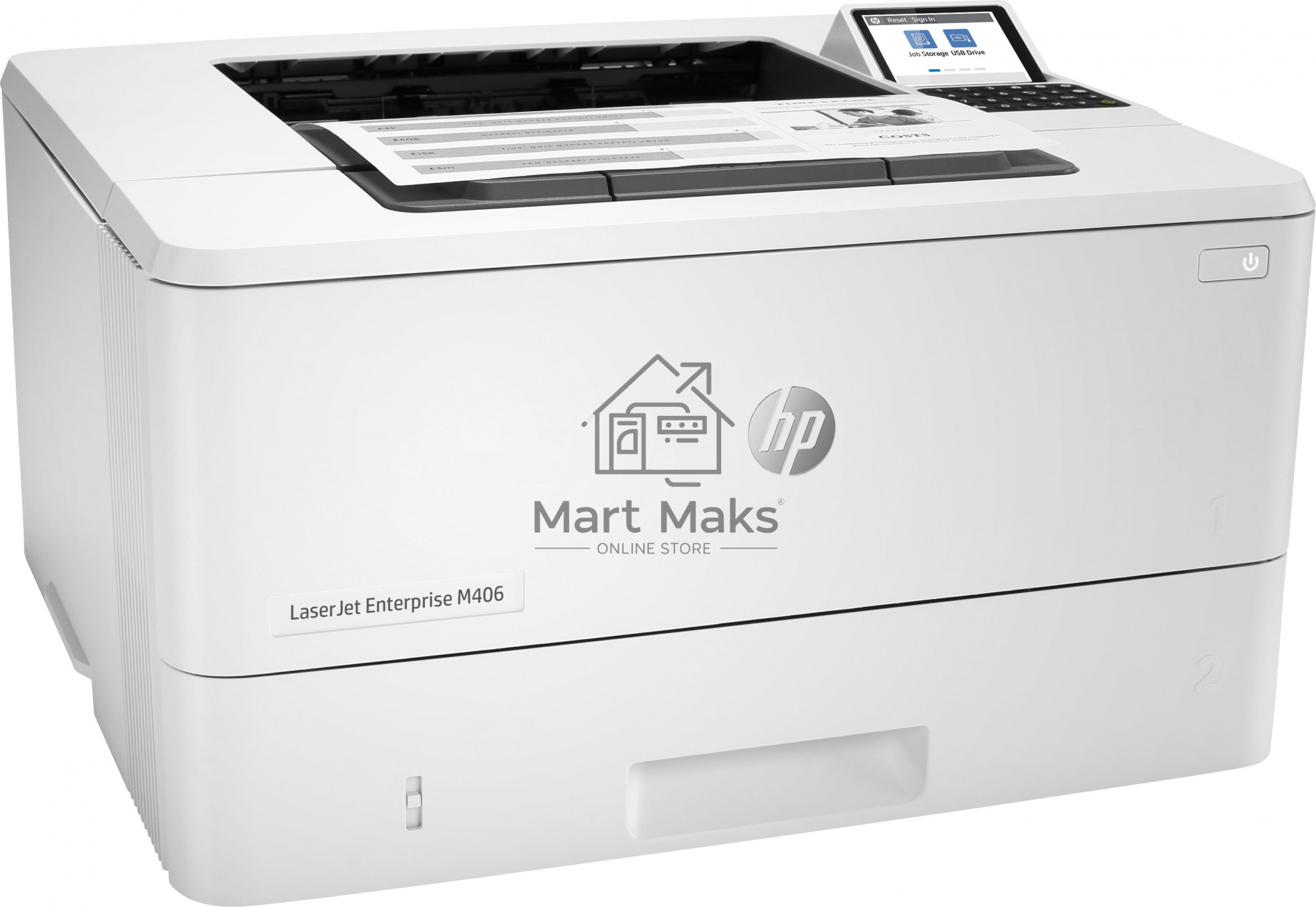Принтер лазерный HP LaserJet Enterprise M406dn (3PZ15A), A4, ч/б, печ. до 40 стр/мин., 1200 x 1200 dpi, USB, RJ-45, Air Print, Mopria