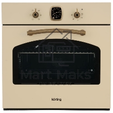 Встраиваемая электрическая духовка Korting OKB 460 RB / 59.8 х 59.5 x 56 см, 6 режимов нагрева, аналоговые часы в классическом стиле Frank Muller, таймер, слоновая кость+бронза