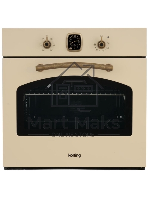 Встраиваемая электрическая духовка Korting OKB 460 RB / 59.8 х 59.5 x 56 см, 6 режимов нагрева, аналоговые часы в классическом стиле Frank Muller, таймер, слоновая кость+бронза