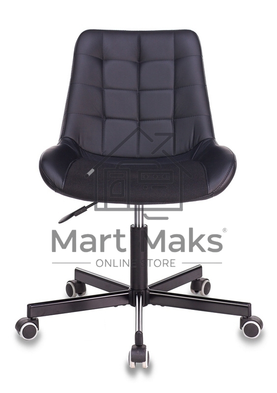 Кресло компьютерное Бюрократ CH-350M/BLACK без подлокотников, черный, искусст.кожа/ткань, крестовина хром