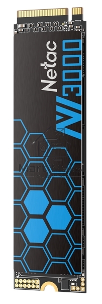 Накопитель SSD Netac NV3000, 500GB, PCIe 3.0 x4, M.2 2280, NVMe, R/W 3000/2100, с радиатором
