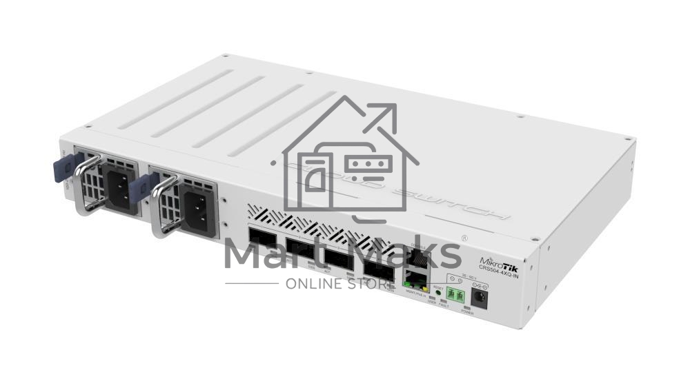 Коммутатор Mikrotik CRS504-4XQ-IN, 1x10Base-T/100Base-TX, 4xQSFP28, Switching capacity 800 Gbps