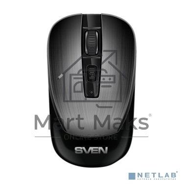 Мышь беспроводная SVEN RX-380W серый металлик, 1600 dpi, радиоканал, USB, кнопки - 4