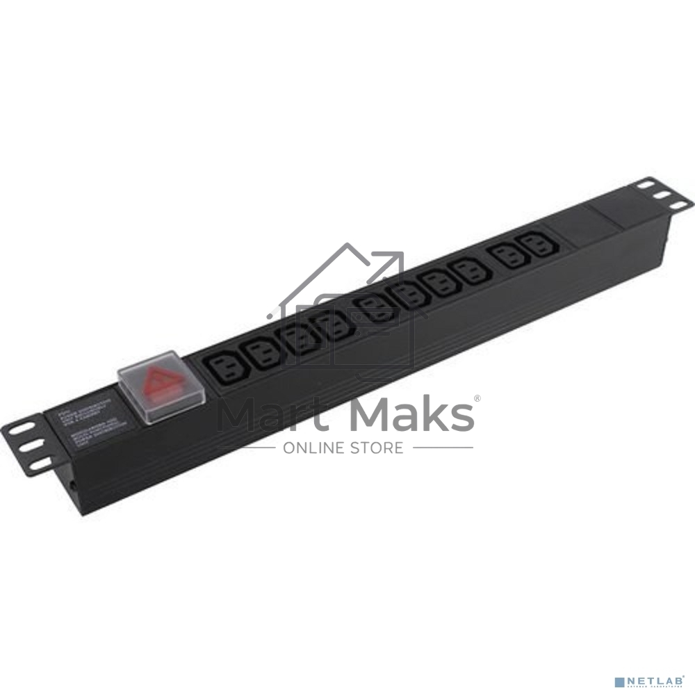 Блок розеток горизонтальный ExeGate ServerPro PDU-19H001 Al-10С13-C14-SW, 1U, Алюминий, 10 IEC 320 C13, С14, выкл. с подсветкой, черный