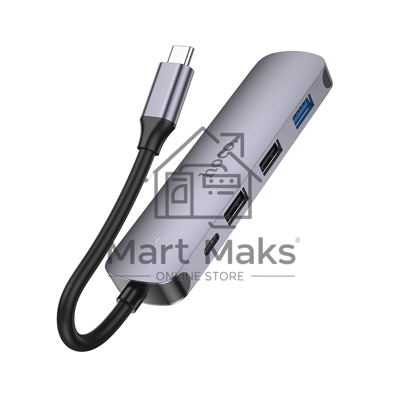 Разветвитель USB-C Hoco HB27 4порт. серый