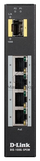 Коммутатор D-Link DIS-100G-5PSW/A1A Промышленный неуправляемый коммутатор с 4 портами 10/100/1000Base-T, 1 портом 1000Base-X SFP, функцией энергосбере