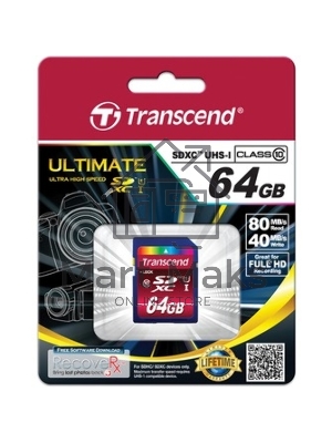 Флеш карта SDXC 64Gb Class10 Transcend TS64GSDXC10U1 BULK w/o adapter