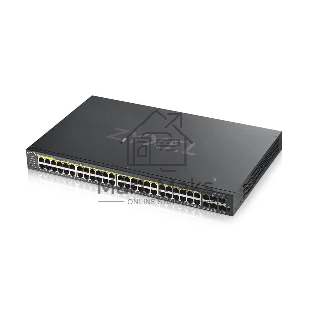 Коммутатор ZYXEL GS1920-48HPv2 Hybrid Smart switch PoE+ Zyxel Nebula Flex, 44xGE PoE+, 4xCombo (SFP/RJ-45 PoE+), 2xSFP, budget PoE 375W, Standalone / cloud management