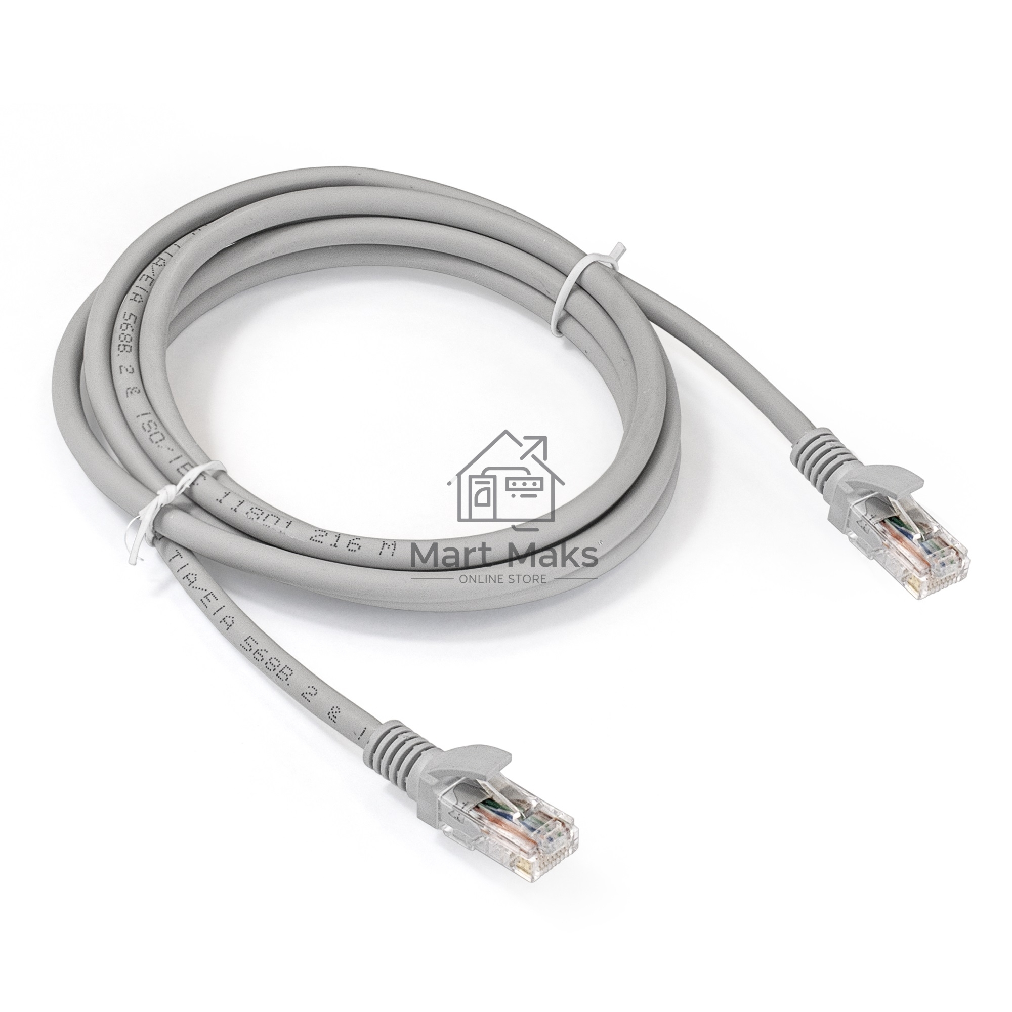 Патч-корд ExeGate EX286383RUS UTP-RJ45-RJ45-5e-2M-LSZH-GY, UTP, cat.5e, LSZH, 2м, серый