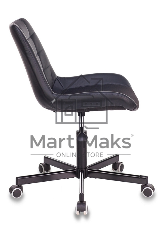 Кресло компьютерное Бюрократ CH-350M/BLACK без подлокотников, черный, искусст.кожа/ткань, крестовина хром