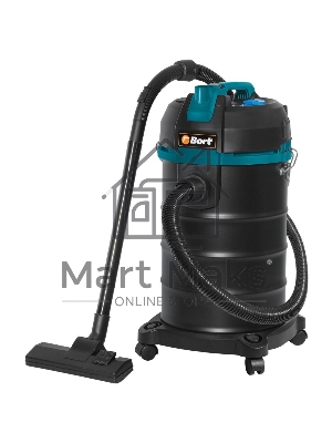 Пылесос профессиональный Bort BSS-1530 черный, 300/1500 Вт, уборка влажная/сухая, пылесборник мешок/контейнер 30л