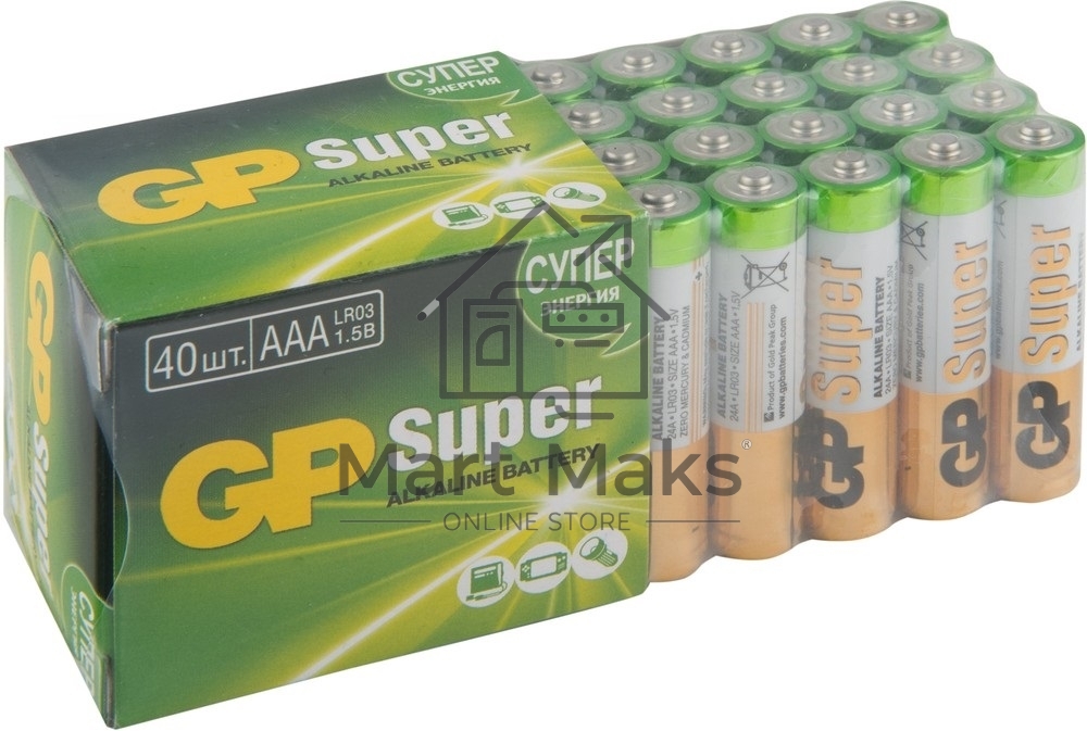 Алкалиновые батарейки GP Super Alkaline G-Tech 24А ААA - 40 шт. в пленке
