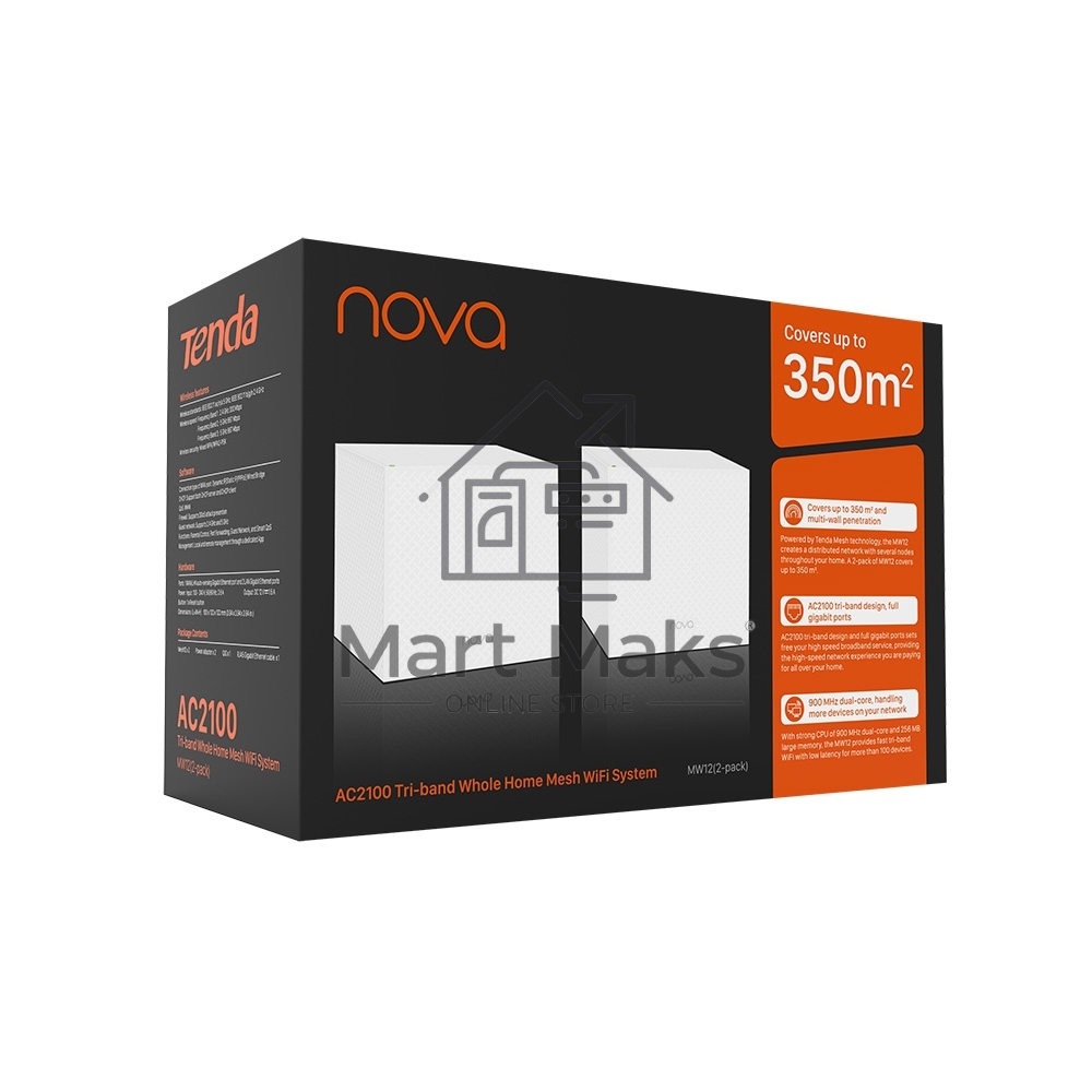 Домашняя Mesh WiFi система Tenda AC2100 из 3х роутеров с Гигабитными портами