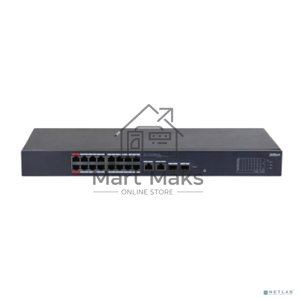 Коммутатор Dahua DH-CS4218-16ET-240 (L2) 16x100Мбит/с 2xКомбо(1000BASE-T/SFP) 2SFP 16PoE 240W управляемый