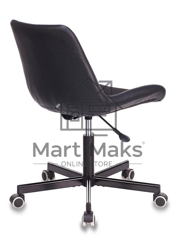 Кресло компьютерное Бюрократ CH-350M/BLACK без подлокотников, черный, искусст.кожа/ткань, крестовина хром