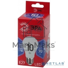 Лампа светодиодная ЭРА LED A60-10W-865-E27 R (диод, груша, 10Вт, хол, E27)