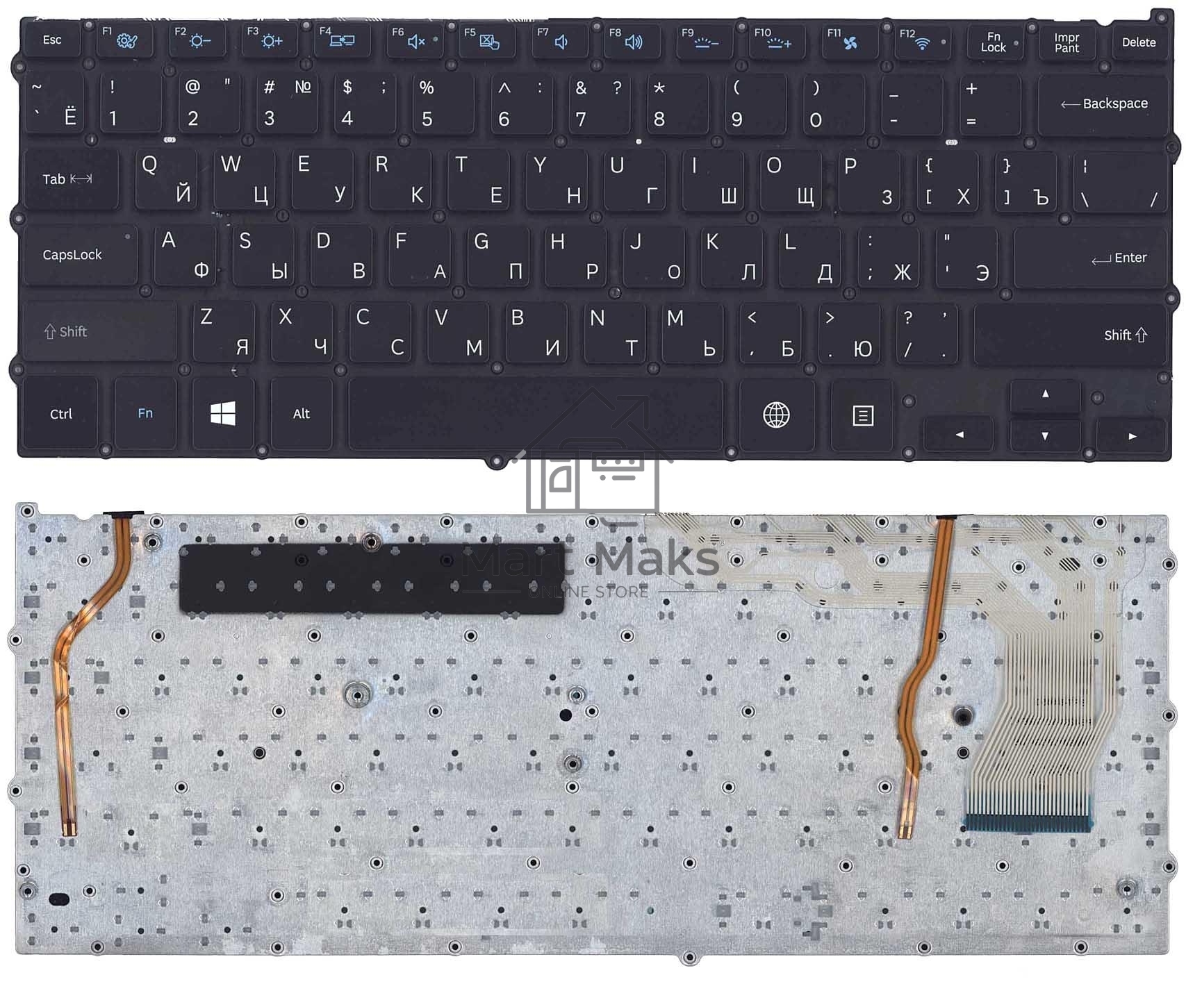 Клавиатура для ноутбука Samsung NP940X3G, черная с подсветкой