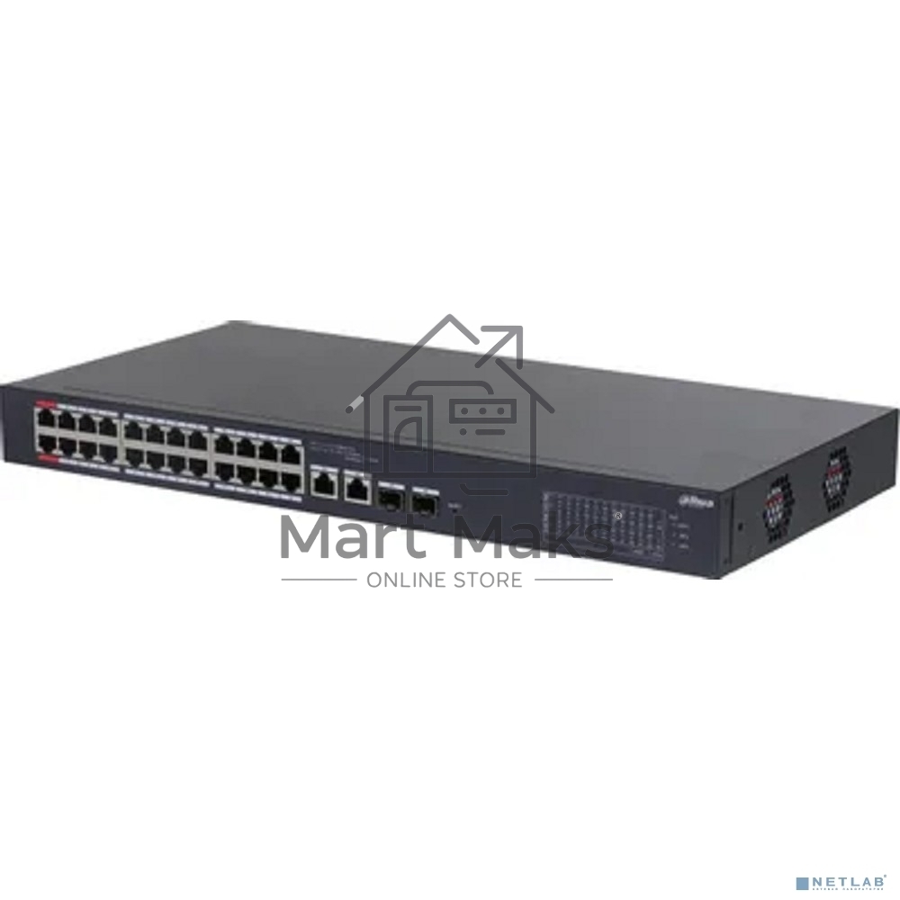 Коммутатор Dahua DH-CS4226-24ET-375 (L2) 24x100 Мбит/с 2xКомбо (1000BASE-T/SFP) 2SFP 24PoE 375W управляемый