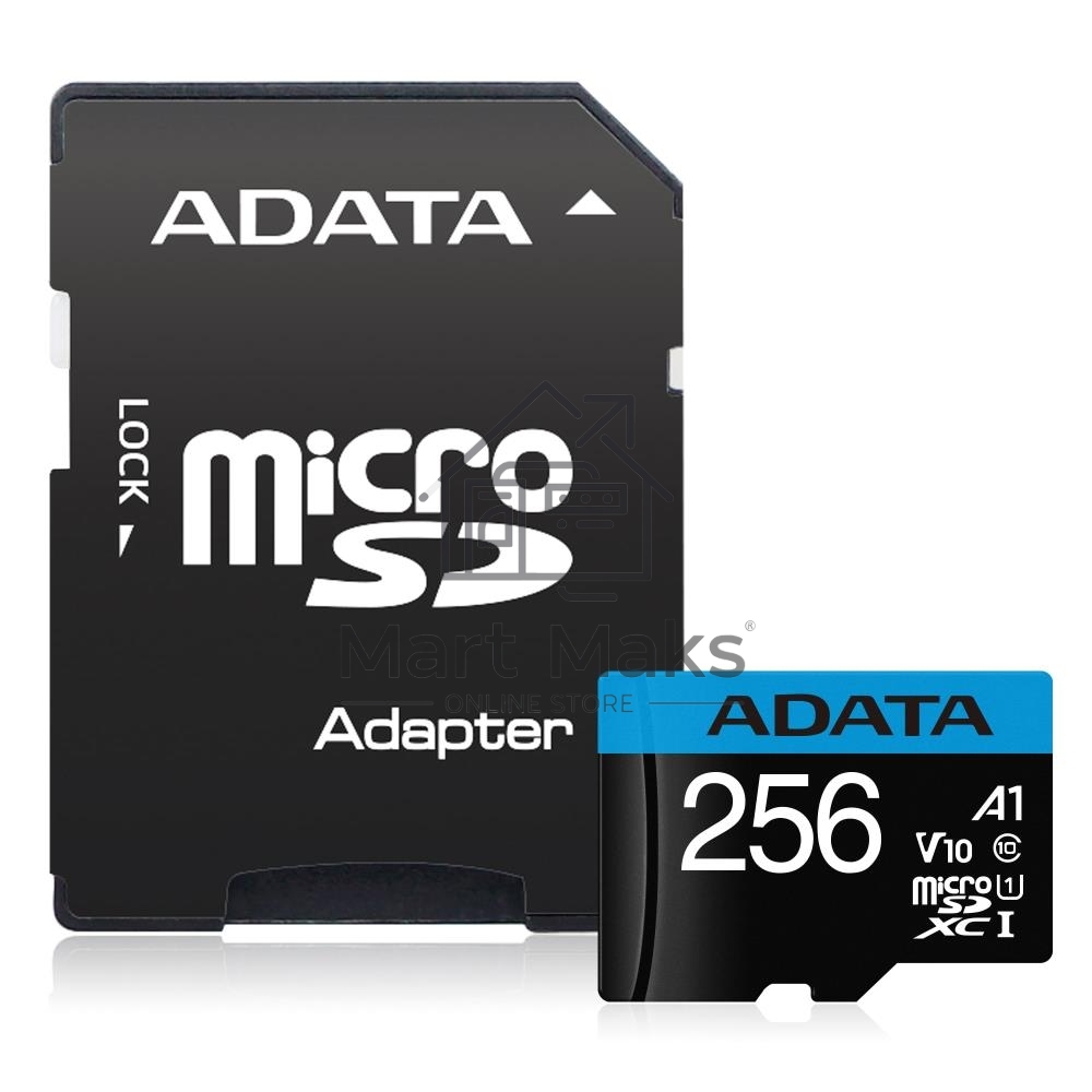 Флеш карта microSD 256GB ADATA microSDHC Class 10 UHS-I A1 100/25 MB/s (SD адаптер)