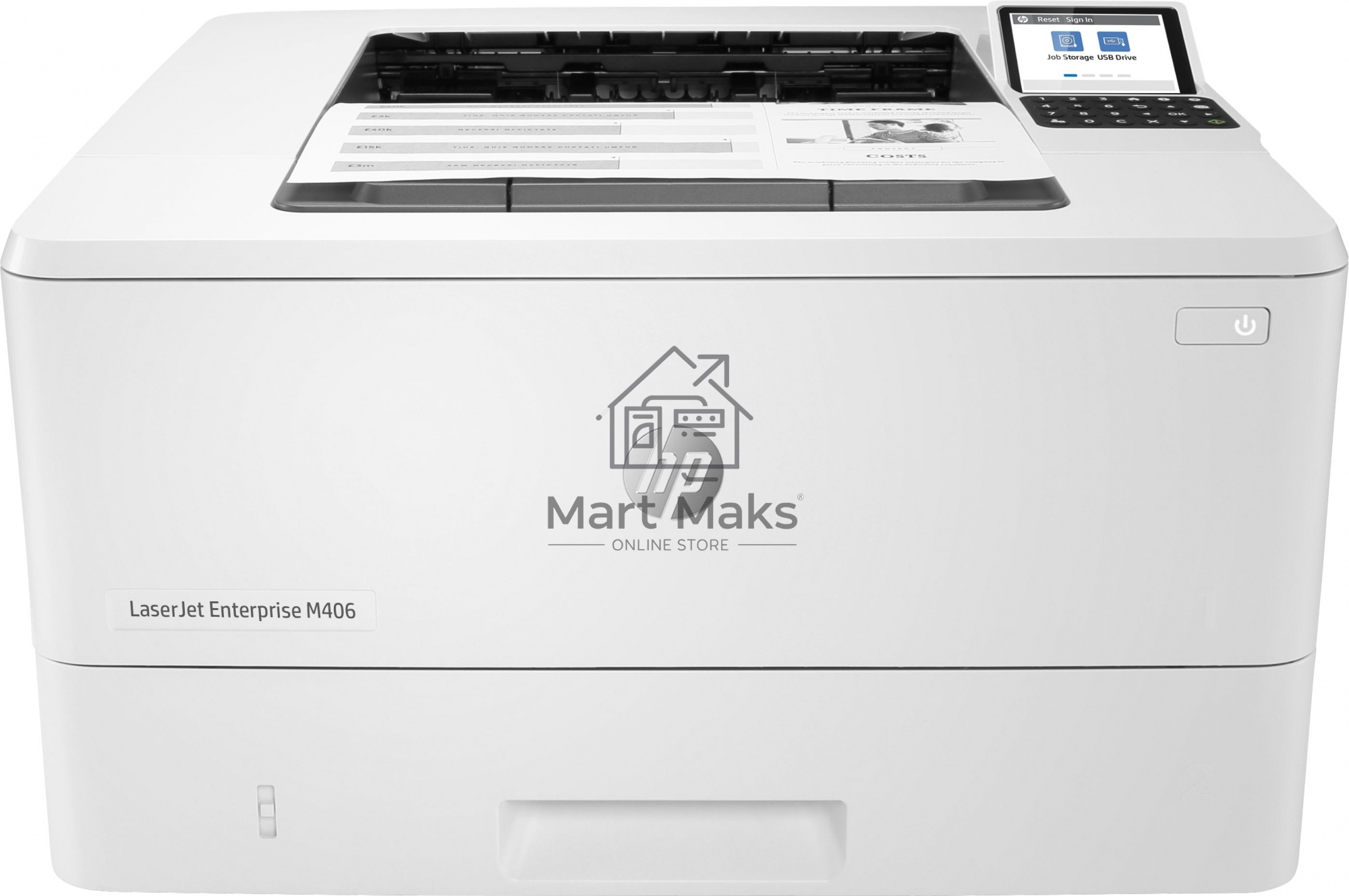 Принтер лазерный HP LaserJet Enterprise M406dn (3PZ15A), A4, ч/б, печ. до 40 стр/мин., 1200 x 1200 dpi, USB, RJ-45, Air Print, Mopria