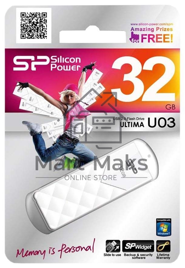 Флешка USB R/W Silicon Power R/W 32Gb Ultima U03 SP032GBUF2U03V1W USB2.0 белый