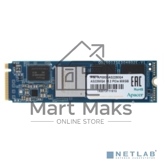 Накопитель SSD Apacer AS2280Q4, 500GB, PCIe 4.0 x4, M.2 2280, NVMe, R/W 4500/2500, с радиатором