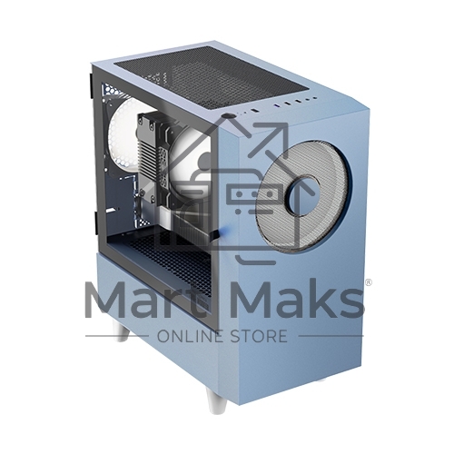 Компьютерный корпус WIZMAX EM1 Woofer, mATX, mITX синий, Mini-Tower, без БП, TG, 1x160mm + 1x120mm LED, 1xUSB-A 3.0 + 2xUSB-A 2.0