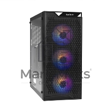 Компьютерный корпус Miditower ExeGate EVO-5001A-600NPX (ATX, БП 600NPX с вент. 12 см, 2хUSB+1хUSB 3.0+HD Audio, черный, 3 вент.12см с RGb подсветкой, боковая панель - закаленное стекло)