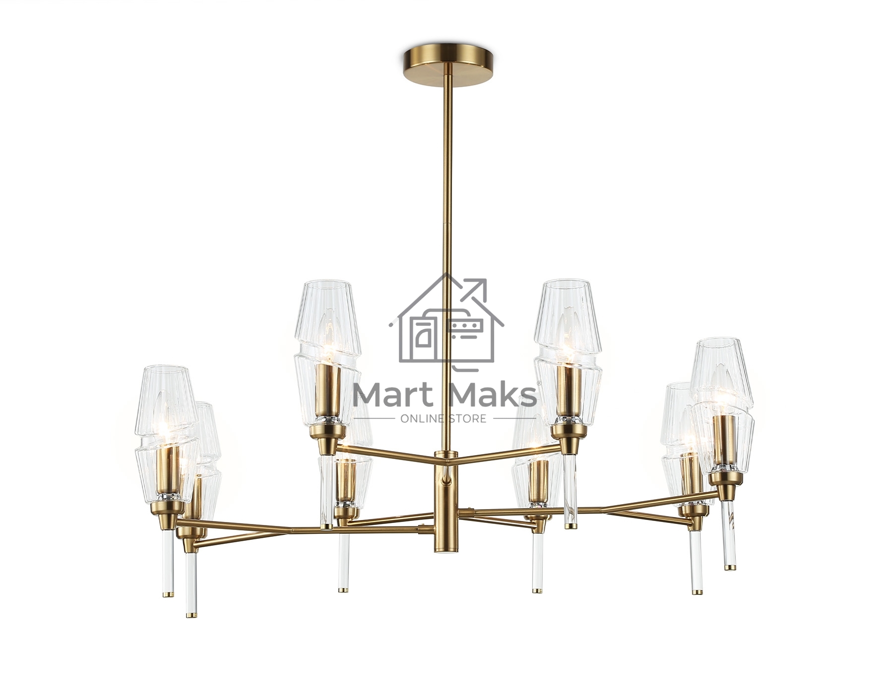 Люстра Ambrella light LH55202/8 BS/CL латунь/прозрачный E14*8 max 40W D800*520