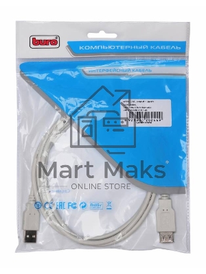 Кабель-удлинитель USB2.0 Buro Reversible USB A (m)/USB A (f) 1.8м 