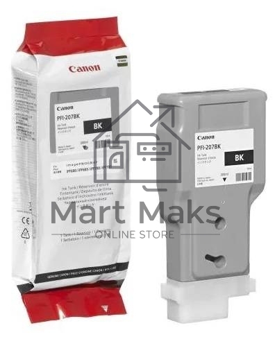 Картридж струйный Canon PFI-207 BK (8789B001) черный (300 мл) для Canon imagePROGRAPH iPF680, 685, 780, 785